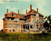 Postcard showing newly planted trees in the foreground; Doug Murray, Postal Historian