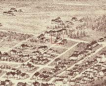 En 1888, la première trace d'un bâtiment manifeste sur la site d'origine de la maison Bonaccord.; Moncton Museum