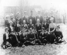 Showing Samuel N. Robertson second from left in second row - with the bowler hat; PEI PARO Accession #3381/2