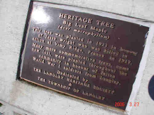 Close-up view of Heritage Marker.