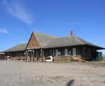 Looking NW, showing central gable and large, overhanging eave, 2005; Government of Saskatchewan, J. Bisson, 2005