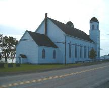 Notre Dame de l'Assomption side and rear elevation; Heritage Division, NS Dept. Tourism, Culture and Heritage, 2004.