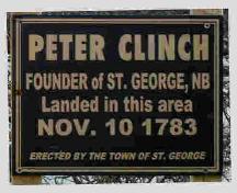 Sign located where Peter Clinch landed; Norma Stewart