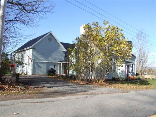 South elevation with attached barn