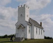 Front elevation of Marieton Church and Cemetery featuring the large bell tower, 2006.; Ross Herrington, 2006.