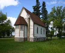 Contextual view, from the northeast, of St. George's Anglican Church, Holmfield, 2005; Historic Resources Branch, Manitoba Culture, Heritage and Tourism, 2005