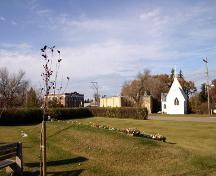 Contextual view, from the southwest, of St. John the Divine Anglican Church, Wawanesa, 2005; Historic Resources Branch, Manitoba Culture, Heritage and Tourism, 2005
