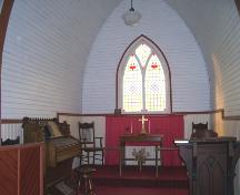 Interior view of the chancel of St. John the Divine Anglican Church, Wawanesa, 2005; Historic Resources Branch, Manitoba Culture, Heritage and Tourism, 2005