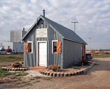 Primary elevations, from the northeast, of the Saint-Claude Gaol Museum, St. Claude, 2006; Historic Resources Branch, Manitoba Culture, Heritage and Tourism, 2006
