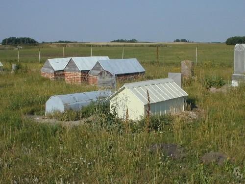 Grave houses on east side of cemetery