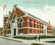 The striking Richardson Romanesque architecture is typical of most early 20th century armouries.; City of Windsor files