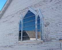View of stained glass window found at the rear of the church - located in the altar inside.  The window was donated by prominent community members.  Photo taken October 17, 2006; HFNL/ Deborah O'Rielly 2007