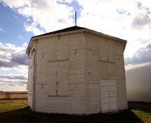 Primary elevation, from the north, of the Carberry Agricultural Display Building, Carberry, 2006; Historic Resources Branch, Manitoba Culture, Heritage and Tourism 2005