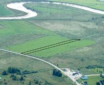 Vue aérienne qui montre le marais par rapport à la rivière de Memramcook.; Memramcook Valley Historical Society