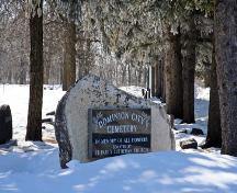 La plaque commémorative (détail) au cimetière de Dominion City, Dominion City, 2007; Historic Resources Branch, Manitoba Culture, Heritage, Tourism and Sport, 2007
