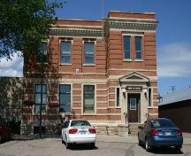 View from the south of the primary elevation of the Souris Dominion Post Office, Souris 2004; Historic Resources Branch, Culture, Heritage, Tourism and Sport, 2005