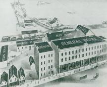 Drawing of Holman's complex, c. 1915; Wyatt Heritage Properties, Acc. 018.56