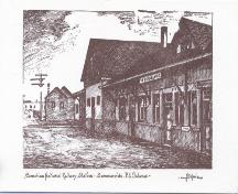 Postcard sketch, c. 1955; Wyatt Heritage Properties, Acc. 019.17