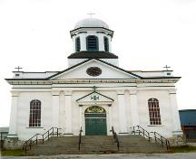 View of main facade, St. Joseph's Roman Catholic Church, St. George's, NL, August 2000.; Heritage Foundation of Newfoundland and Labrador 2005