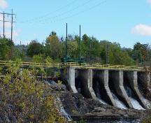 View of the hydroelectric structure and fishway at the falls; Town of St. Stephen