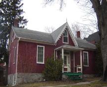 Depiction of the gable roof with decorative bargeboard and Gothic window, 2007.; Linsday Benjamin, 2007.