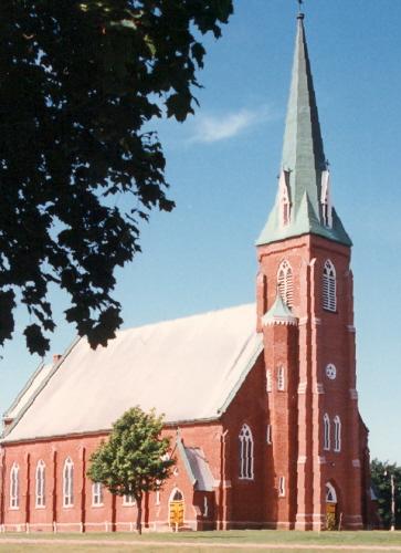 Showing side buttresses and Gothic windows