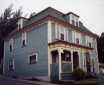 View of front facade and left side of Mark Gosse Residence, Spaniard's Bay.; Heritage Foundation of Newfoundland and Labrador 2004