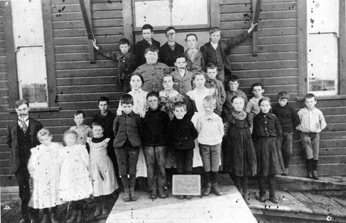 Class picture at front entrance