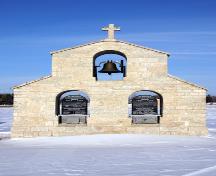 Primary elevation, from the south, of the Bell Tower of the Ukrainian Catholic Church of St. Michael the Archangel, Tyndall, 2005; Historic Resources Branch, Manitoba Culture, Heritage, Tourism and Sport, 2005