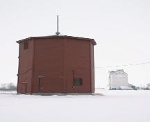 Primary elevation, from the southwest, of the Clearwater Canadian Pacific Railway Water Tower, Clearwater, 2005; Historic Resources Branch, Manitoba Culture, Heritage, Tourism and Sport, 2005