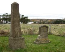Showing two headstones; Bill Glen, PEI Genealogical Society, 2007