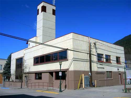 North (front) and east elevations, oblique view