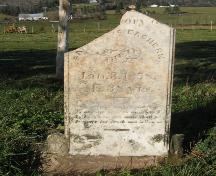 Showing detail of Samuel McEachern stone; Bill Glen, PEI Genealogical Society, 2007