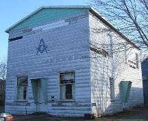 Front and west sides, Acadia Lodge No. 13 A.F. & A.M., Pugwash, NS, 2009.; Heritage Division, NS Dept of Tourism, Culture and Heritage, 2009