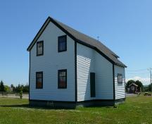 View of Bay Roberts Railway Station showing the enclosed porch, Bay Roberts, NL. Picture taken July 2009.; HFNL/Andrea O'Brien 2009