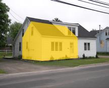 La grosseur de la maison originale est ici indiquée en jaune.; Bernard LeBlanc
