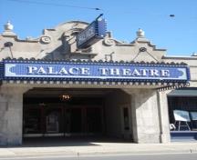 Of note is the portico above which Palace Theatre is written in decorative script.; Martina Braunstein, 2007.