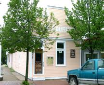 View of the main elevation, from the east, of the Courier Publishing Company Building, Crystal City, 2005; Historic Resources Branch, Manitoba Culture, Heritage and Tourism, 2005