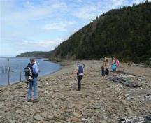 This view of Indian Beach looking north is not seen by many. The only access is by hiking a challenging trail.  The cottage on the seawall is made from the stones of the seawall.; Larry Small 2009