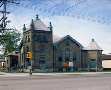 Primary elevations, from the northeast, of the Scandinavian Mission Church, Winnipeg, 2005; Historic Resources Branch, Manitoba Culture, Heritage and Tourism, 2005
