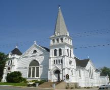 Zion Lutheran Church, Old Town Lunenburg, front  façade, 2004; Heritage Division, NS Dept. of Tourism, Culture and Heritage, 2004