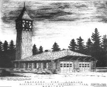Croquis de la Caserne de pompiers du parc national du Canada du Mont-Riding, 1935.; Parks Canada Agency / Agence Parcs Canada, 1935.