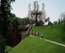 View of the blast furnace complex at Forges du Saint-Maurice National Historic Site of Canada, 2002.; Parks Canada Agency / Agence Parcs Canada, E. Kedl, 2002.