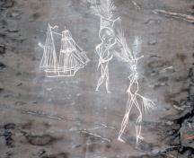 View of the petroglyphs at Kejimkujik National Historic Site of Canada.; Parks Canada Agency / Agence Parcs Canada.