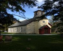 Primary elevations, from the east, of Little Britain United Church, Lockport area, 2006; Historic Resources Branch, Manitoba Culture, Heritage & Tourism, 2006