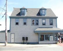 Side elevation, including Scottish dormers, Owl Drug Store, Dartmouth, Nova Scotia, 2005.; HRM Planning and Development Services, Heritage Property Program, 2005.