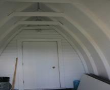 View of entrance porch of Holmfield Centennial Hall, Holmfield, 2011.; Historic Resources Branch, Manitoba Culture, Heritage and Tourism, 2011