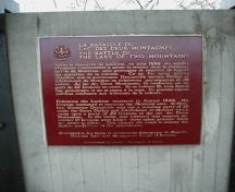 Vue générale du monument et de la plaque de la Commission des lieux et monuments historiques du Canada, 2006.; Parks Canada Agency / Agence Parcs Canada, 2006.