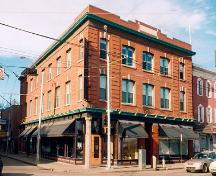Southwest view of the GoodridgeBlock on the corner of 96 Street and Jasper Avenue, as seen from Jasper Avenue (March 2004); City of Edmonton, 2004