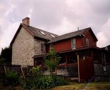 Prescott Barracks showing 1880s wood frame addition, 2001; OHT, 2001